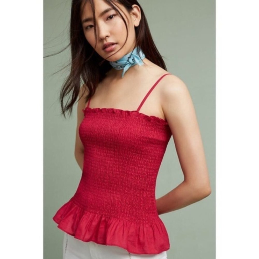 🎈Anthropologie Smocked Peplum Cami Size L